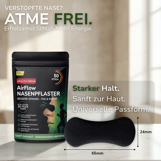 Health Press® Nasenpflaster Schwarz 50 Stück abgerundet