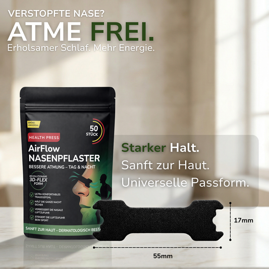 Health Press® Nasenpflaster Schwarz 50 Stück eckig