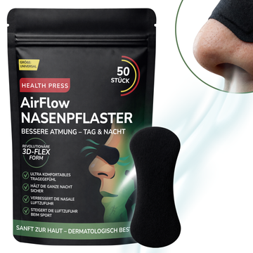 Health Press® Nasenpflaster Schwarz 50 Stück abgerundet